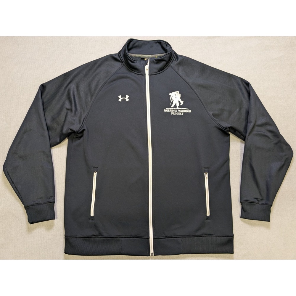 Under Armour Jacket Mens Large Black Wounded Warrior Storm Fleece Windbreaker
